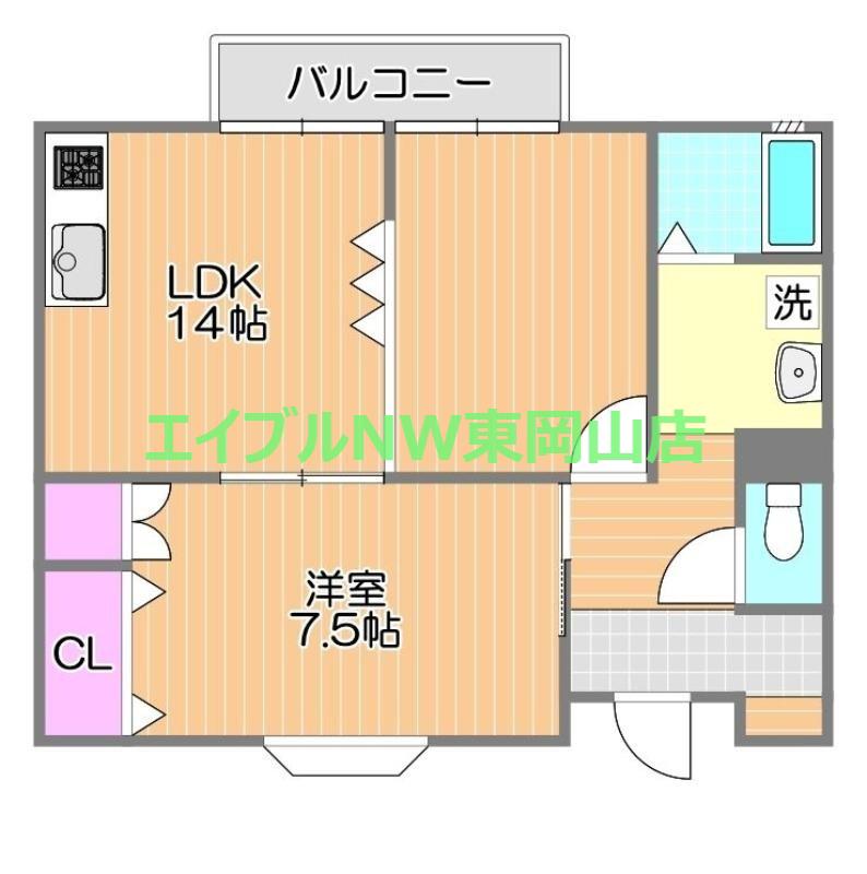 メゾン桜Ⅱ(1LDK/2階)の間取り写真