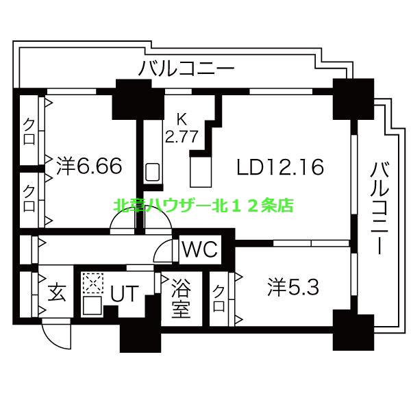 パシフィックタワー札幌(2LDK/10階)の間取り写真