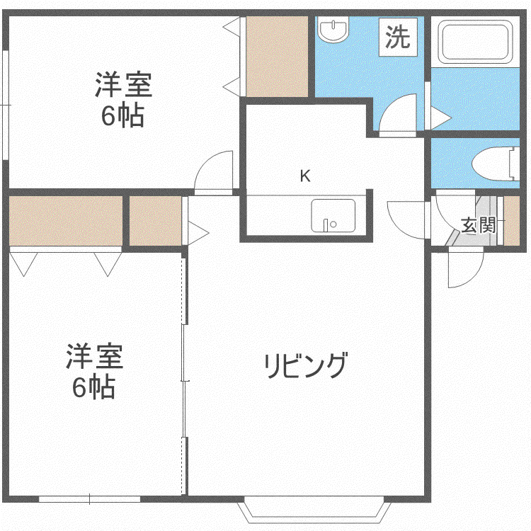 グレース菊水(2LDK/2階)の間取り写真