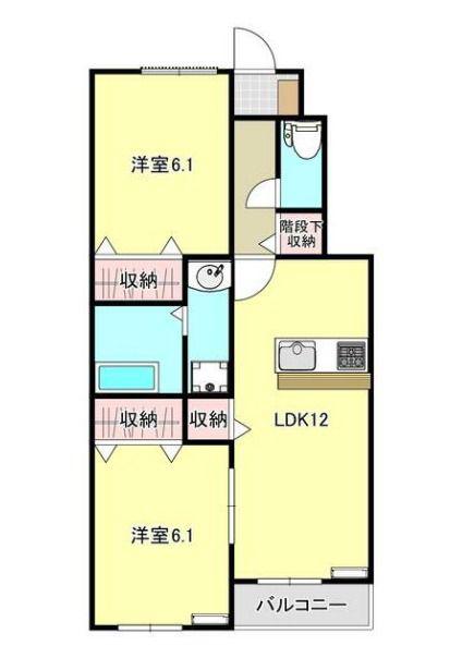 JR東北本線 館腰駅 徒歩18分 2階建 築1年(2LDK/1階)の間取り写真