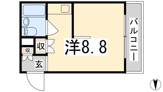 ヴィラフォーシーズン(ワンルーム/1階)の間取り写真