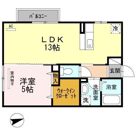 コートダジュール高松中央(1LDK/2階)の間取り写真