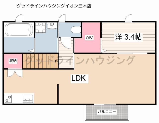 グランツ(1LDK/2階)の間取り写真