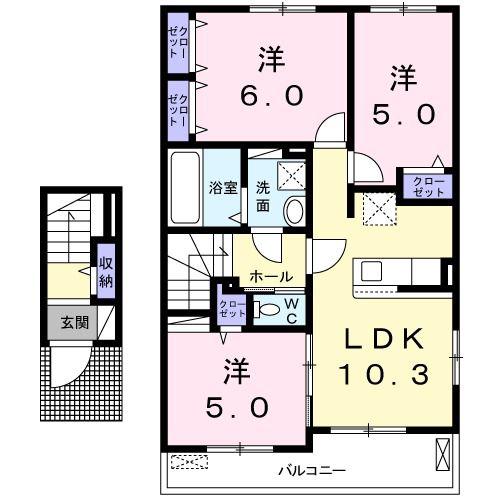 スプリングス・A(3LDK/2階)の間取り写真