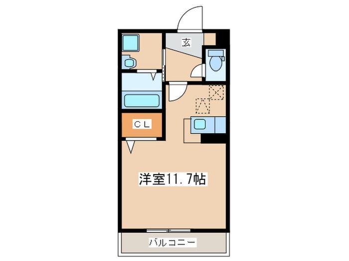 ビバーチェ(ワンルーム/1階)の間取り写真