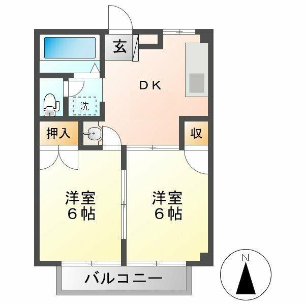 NEW CITYシンNO.2(2DK/2階)の間取り写真