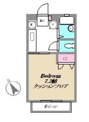 ドエル東林間(1K/2階)の間取り写真