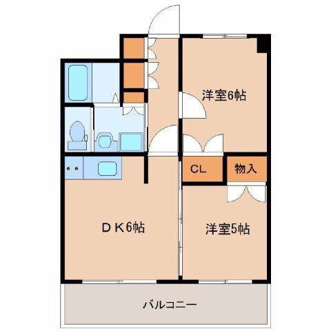 ヴィラKS(2DK/4階)の間取り写真