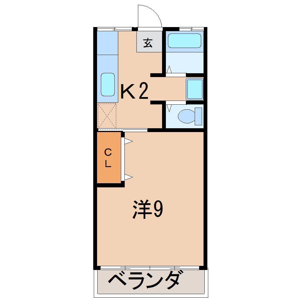 みどり荘(1K/2階)の間取り写真