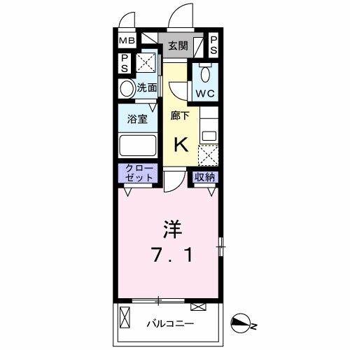 ディラヴェール光が丘(1K/1階)の間取り写真
