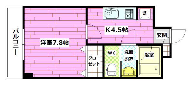 ベルヴィル大町駅前(1K/3階)の間取り写真