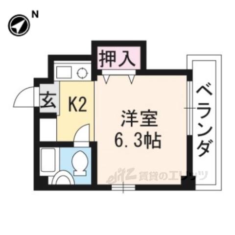 ラルン柏野(1K/4階)の間取り写真