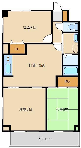 アーバンコート宮崎台(3LDK/4階)の間取り写真