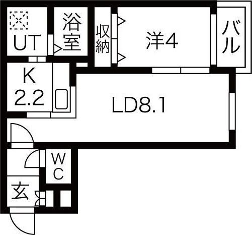 ハウスオブマーキス(1LDK/4階)の間取り写真