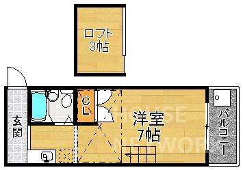 レオパレス鴨川(1K/1階)の間取り写真