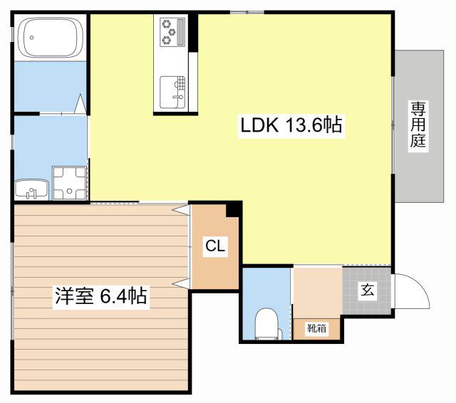 シャーメゾンSHIRATORI(1LDK/1階)の間取り写真