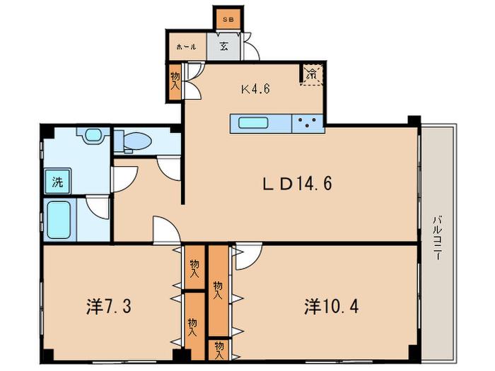駒沢DSビル(2LDK/2階)の間取り写真