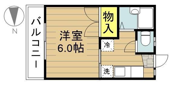 ジュネス与野(1K/1階)の間取り写真