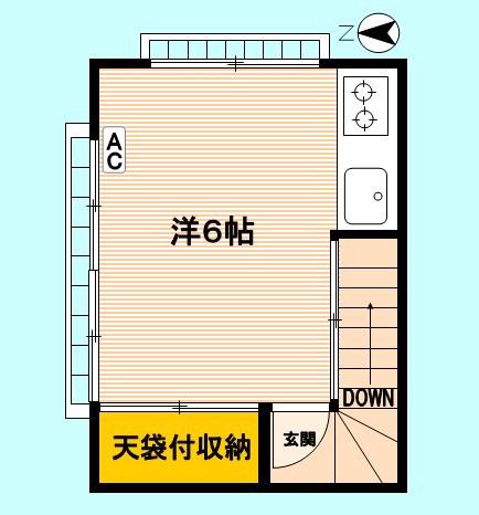 桜井荘(ワンルーム/2階)の間取り写真