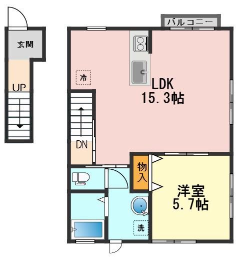 ラピス新宿B(1LDK/2階)の間取り写真