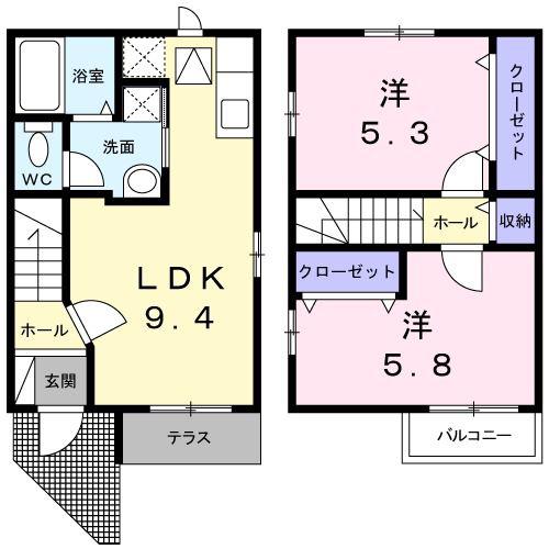 プリメール壱番館(2LDK/1階)の間取り写真