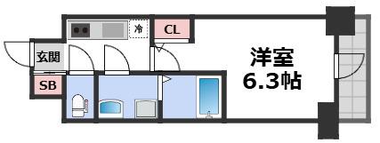 エスリード大阪NEXUS(1K/3階)の間取り写真