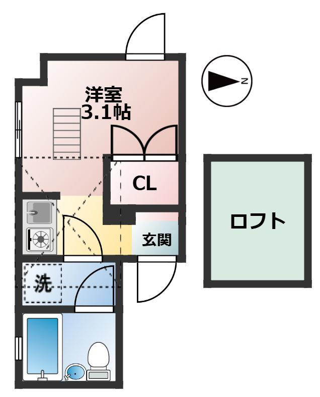 ヒューゲルハイム三軒茶屋(ワンルーム/3階)の間取り写真