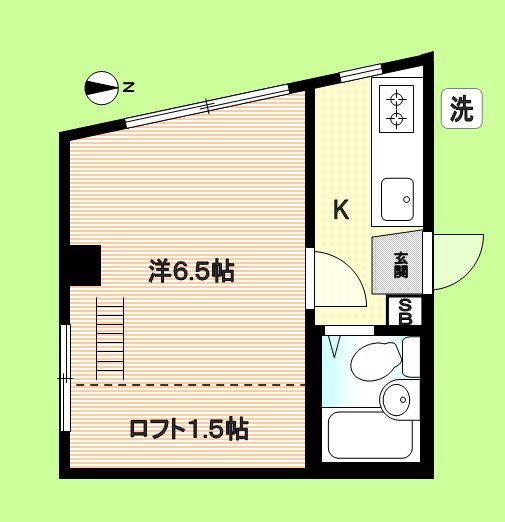 矢島ビル(1K/2階)の間取り写真