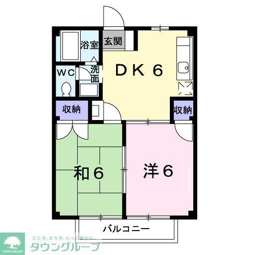 グランドール II(2DK/2階)の間取り写真