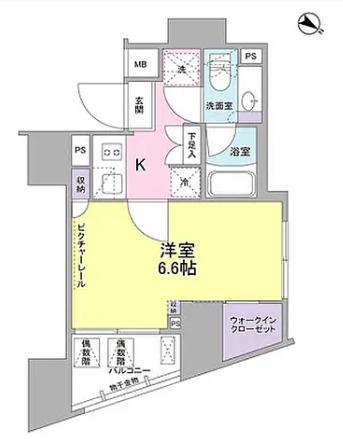 SIL西五反田(1K/13階)の間取り写真