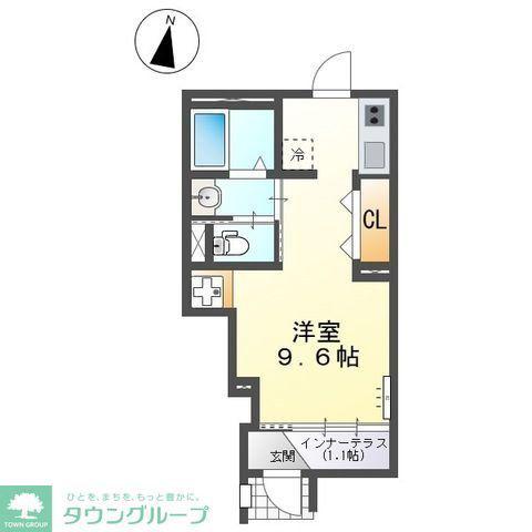 パーシモン(ワンルーム/1階)の間取り写真