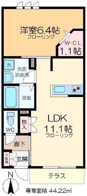 MAISON DAZUR(1LDK/1階)の間取り写真