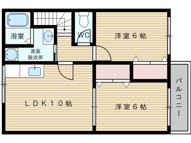 コスモハイツセブン(2LDK/1階)の間取り写真
