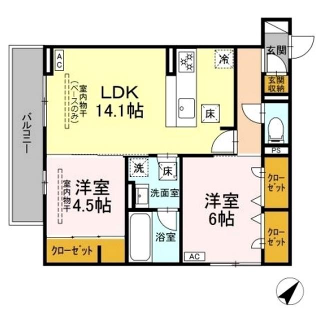 SHINE FORT(2LDK/1階)の間取り写真