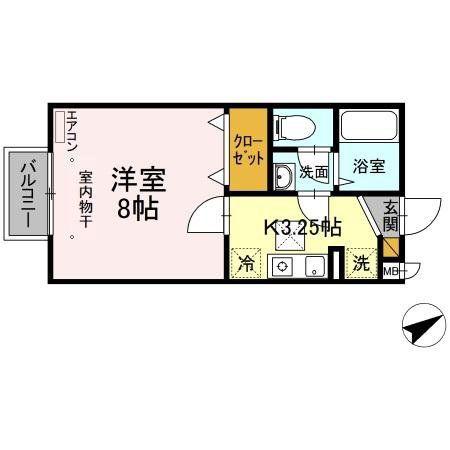 オーキッド(1K/1階)の間取り写真