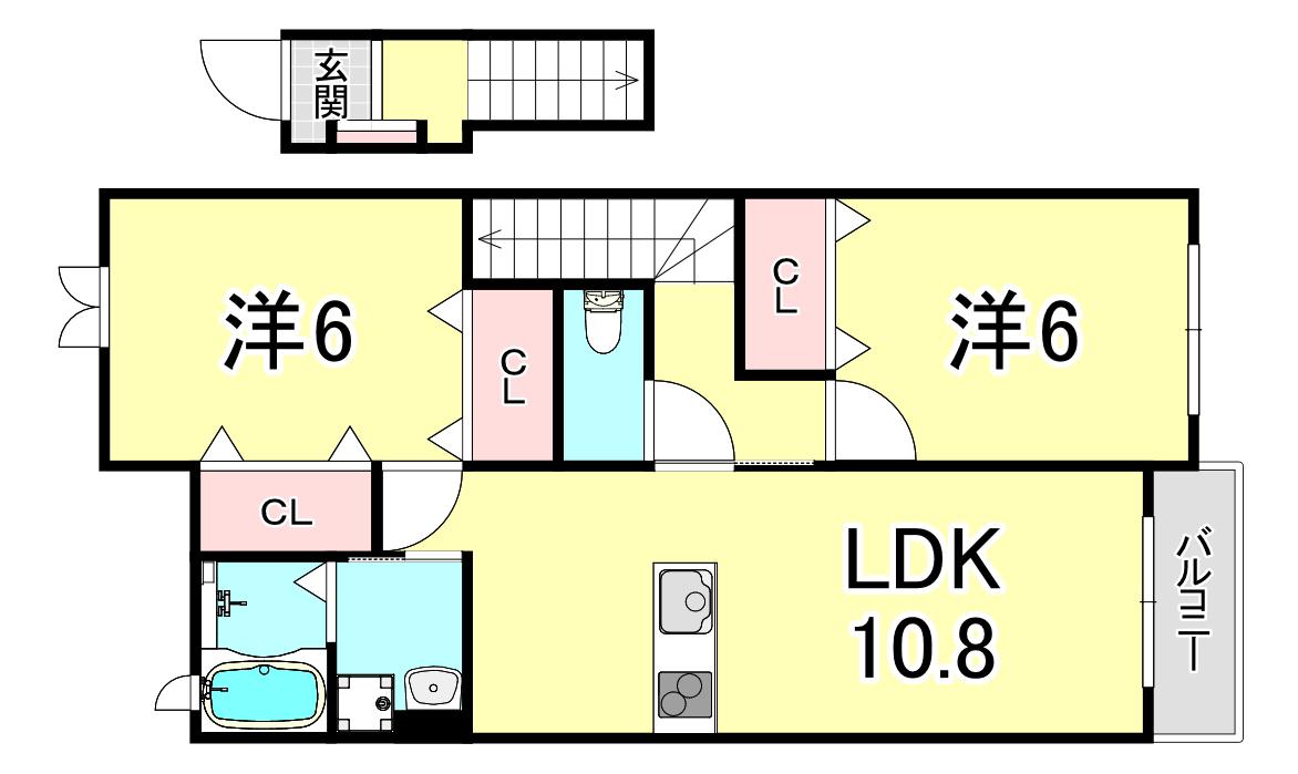 ドミール5(2LDK/2階)の間取り写真