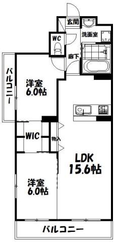 ロゼッタ和合(2LDK/6階)の間取り写真