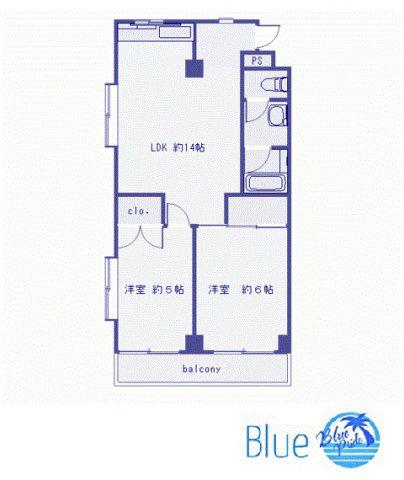 ハイライズ鵠沼(2LDK/3階)の間取り写真