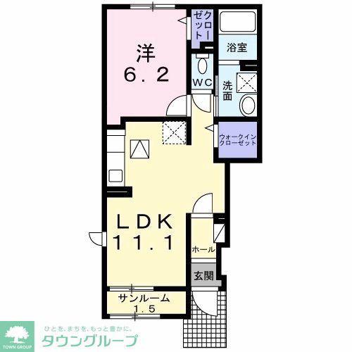 パーチェム(1LDK/1階)の間取り写真
