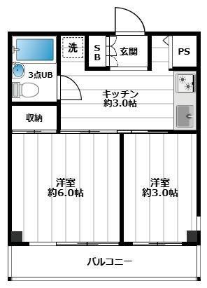 中銀南長崎マンシオン(2K/3階)の間取り写真