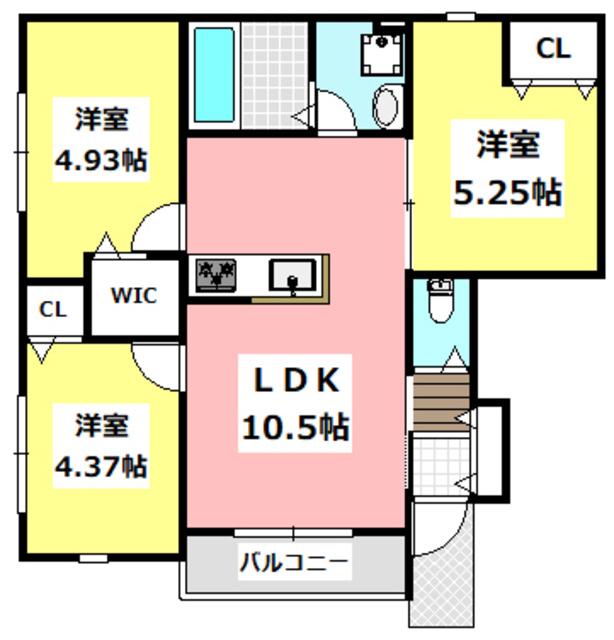 LOYAL PINE イースト(3LDK/1階)の間取り写真