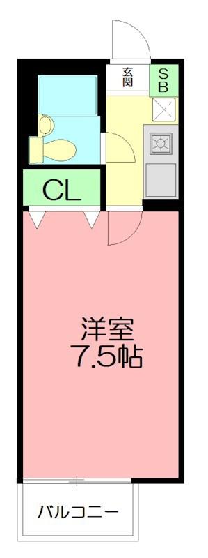ペルソンヌ下依知(1K/2階)の間取り写真