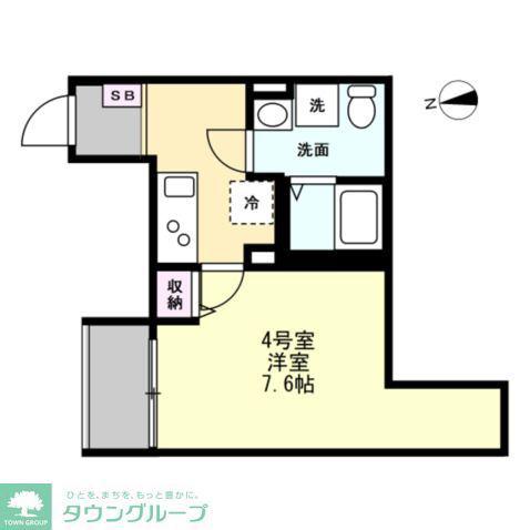 ベイルームルナ橋本(1K/1階)の間取り写真