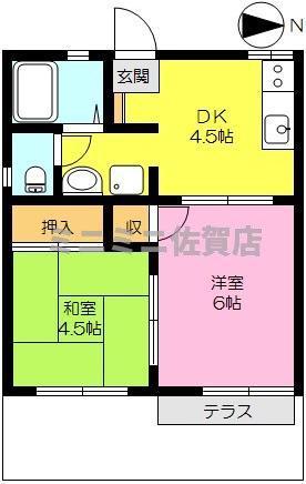シティハイツ神野(2DK/1階)の間取り写真