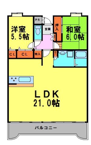 サンクレールヨシナガ(2LDK/1階)の間取り写真