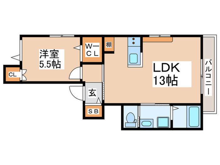 FA・CHEVAL(1LDK/2階)の間取り写真