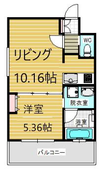 アプリーレ南堀江(1LDK/10階)の間取り写真