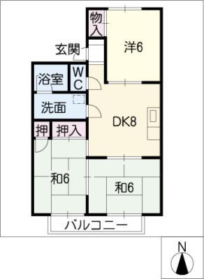 臼井南コーポII(3DK/2階)の間取り写真