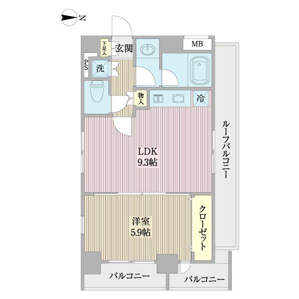 プレールドゥーク森下(1LDK/6階)の間取り写真
