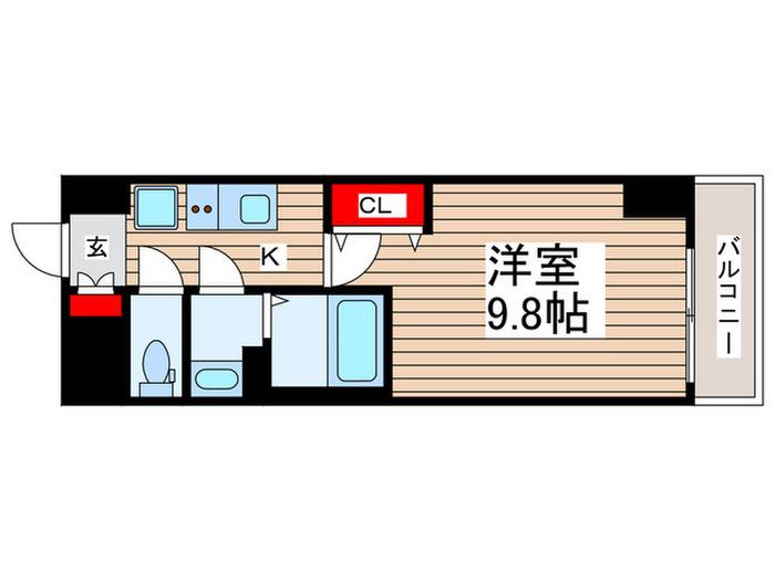 ホクレア(1K/8階)の間取り写真